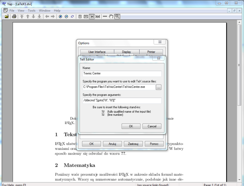 Opcja Inverse DVI search w programieYap